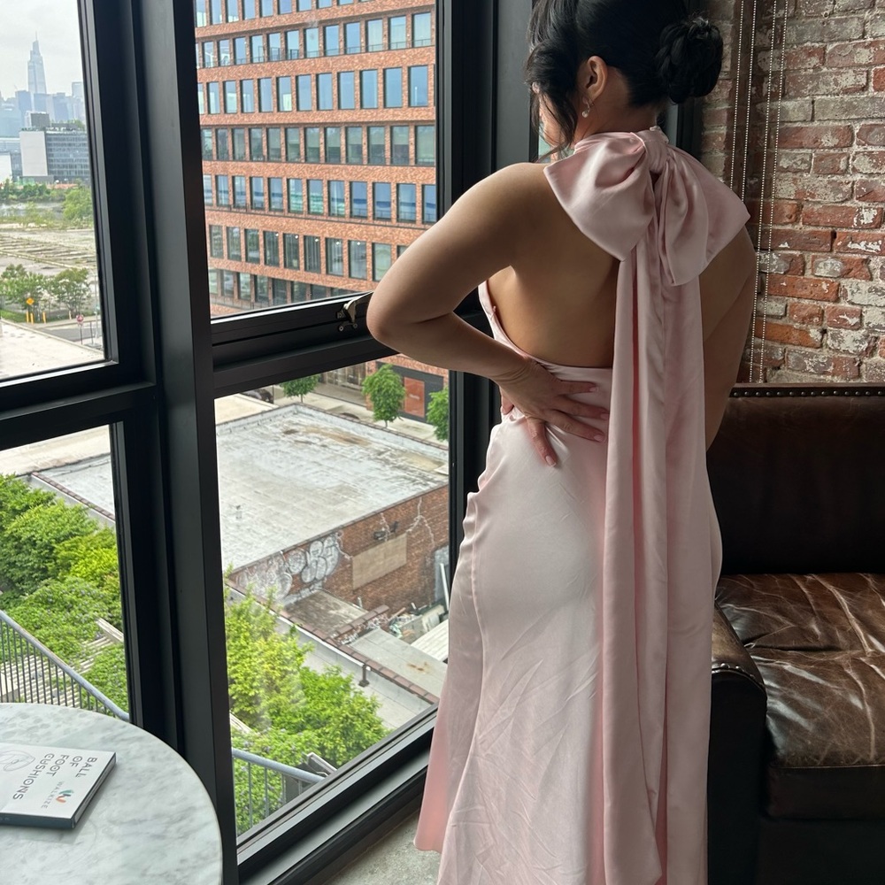 High neck long gown dress